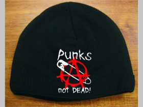 Punks not Dead čierna pletená čiapka stredne hrubá vo vnútri naviac zateplená, univerzálna veľkosť, materiálové zloženie 100% akryl